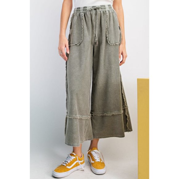 easel Pants - Ash Gray Reverse Terry Palazzo Pants
